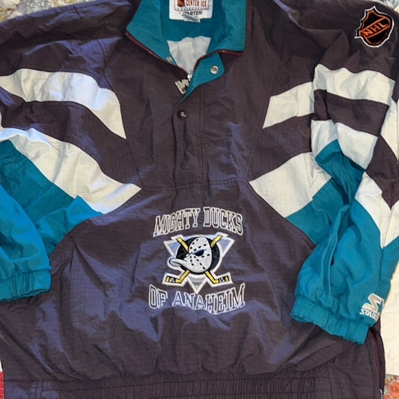 90s NHL Mighty Ducks Anaheim hockey Starter Center Ice jacket XL - Picture 1 of 10